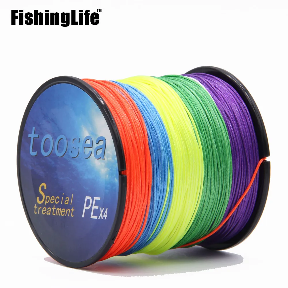

FishingLife 4 Strand Braided Fishing line 100m Multi Color/white yellow/green Super Strong Multifilament PE braid line 100 80LB