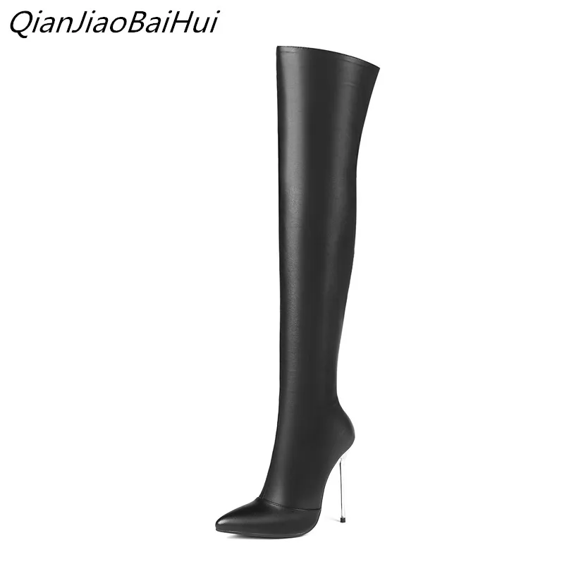 

black thigh high boots 2018 designer shoes women luxury New knee high boots women Sexy stripper boots large size 34-43