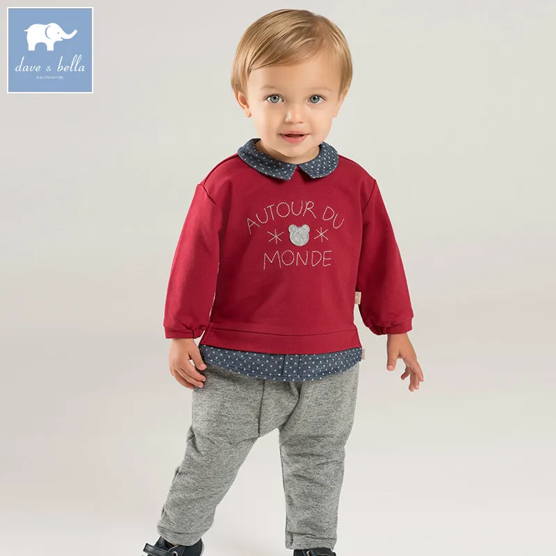 

dave bella baby autumn clothing sets boys letter print lovely long sleeve suit children high quality outfits