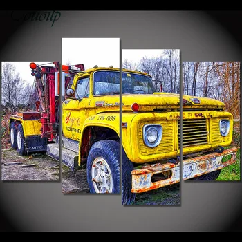 

4pcs/set round 5d Diamond Painting Cross Stitch old tractor car full diamond Embroidery diy Rhinestone Painting home Decor art