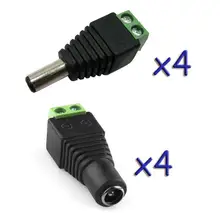 4 пар Мужской и Женский 2.1x5.5 мм DC Мощность разъем Jack адаптер для 4ch CCTV