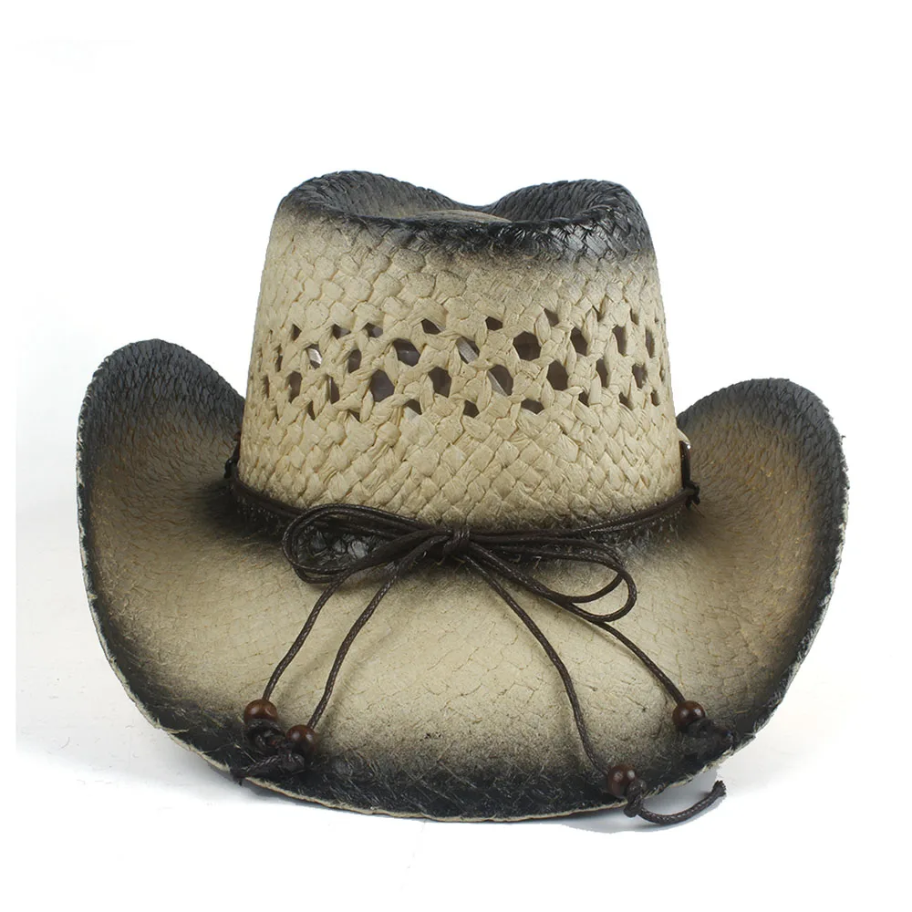 Женская, мужская, соломенная, открытая, западная ковбойская шляпа, Дамская, свернутая с полями, Sombrero Hombre, Пляжная, ковбойская, джаз, шляпа от солнца, размер 56-58 см