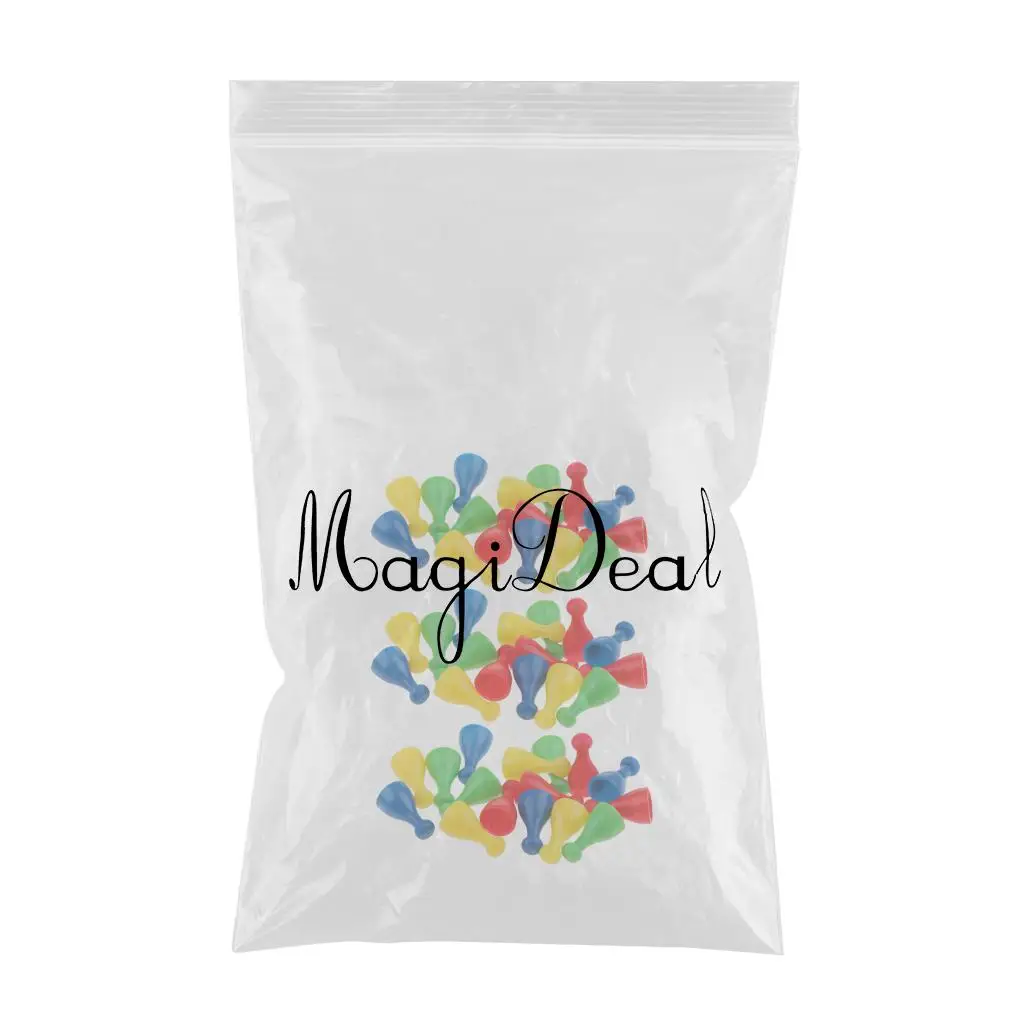 48 Pieces Plastic Human Shape Chess Pawn Pieces Board Card Game Accessories Halma Parts Pieces for Party Family Games Colorful