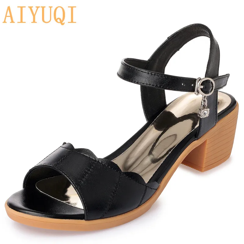 

AIYUQI Women sandals 2019 new genuine leather women sandals plus size summer female ,peep toe Rome shoes woman sandalie fashion
