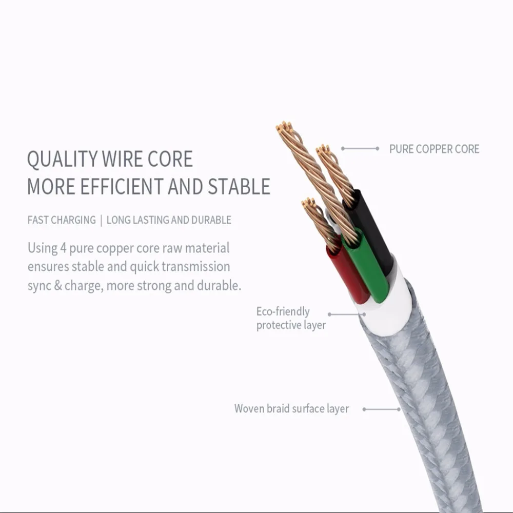 Wsken مايكرو usb كيبل ل سامسونج xiaomi سريع شحن الجوال كابلات الهاتف لهواوي xiaomi أجهزة مايكرو usb كيبل 1 م