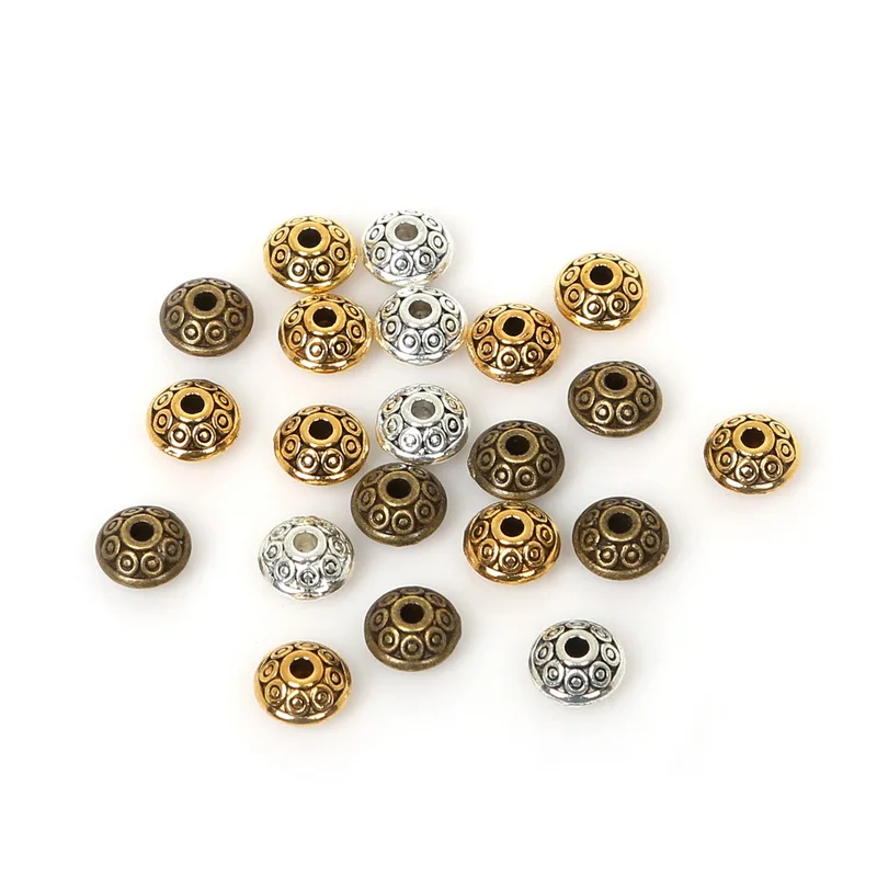 

High Quality 100pcs/lot Antique Metal Silver Spacer Beads Gold Cone Pattern 6mm for Vintage Jewelry Making Fashion Crafts