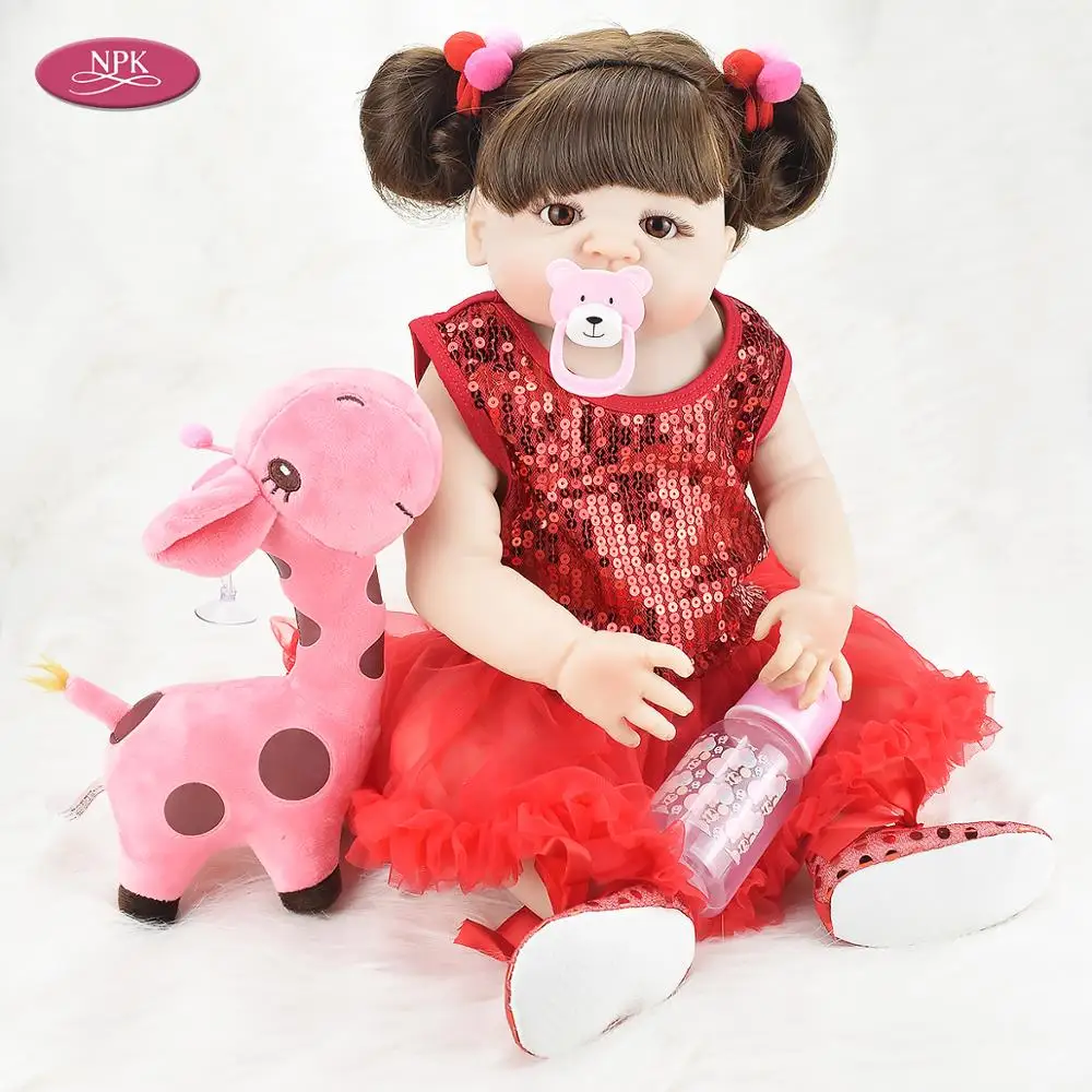 

NPK Full Silicone Reborn Baby 55CM Doll Bathe Toys Vinyl Realistic Princess Lifelike Newborn Babies Girl Reborn Toddler Dolls