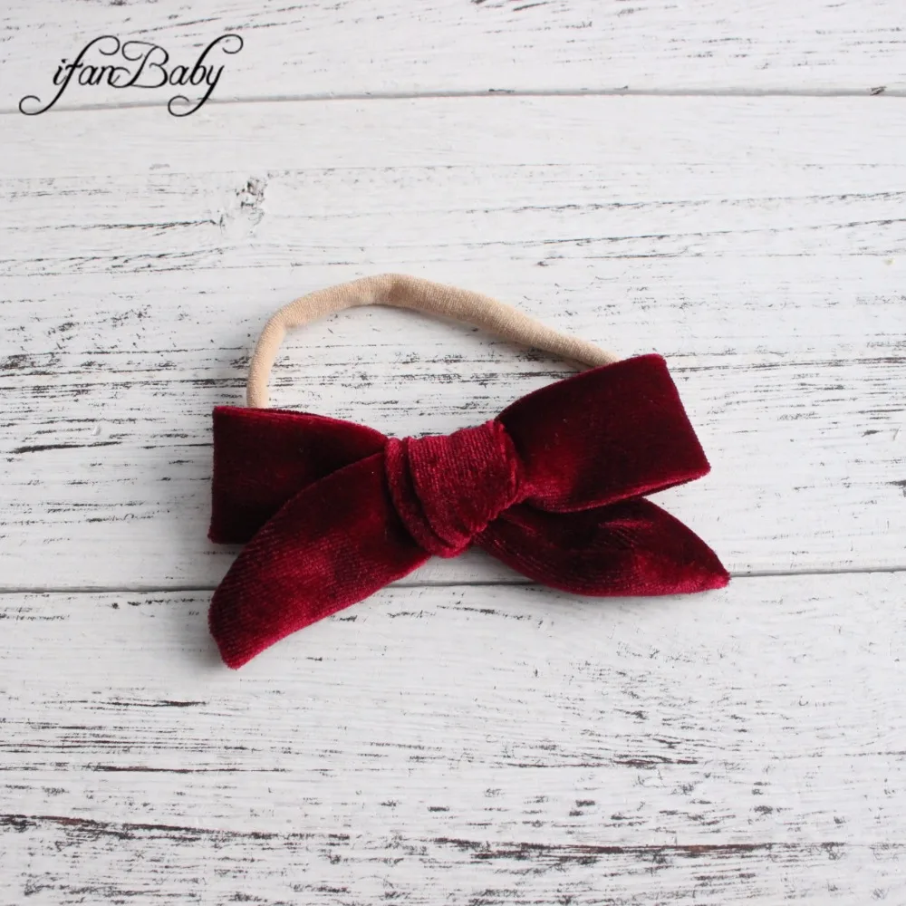 Velvet Bow Girl Nylon Headband 3