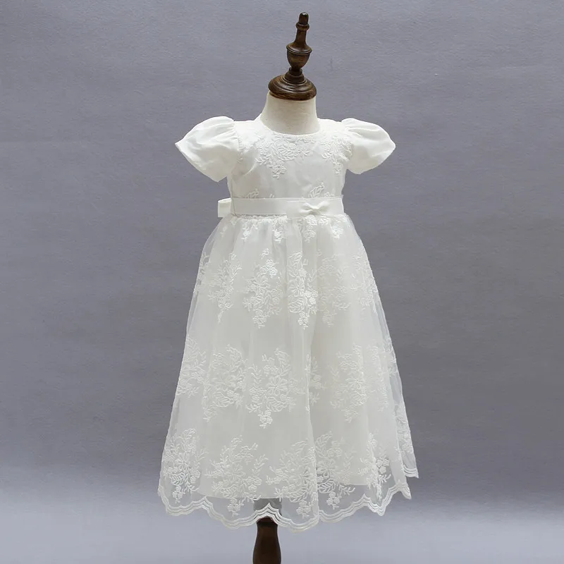 

baby girl Christening Gown White Baptism Long Dress with Bonnet 3-24 Months Infant Dresses For 1st birthday party dress