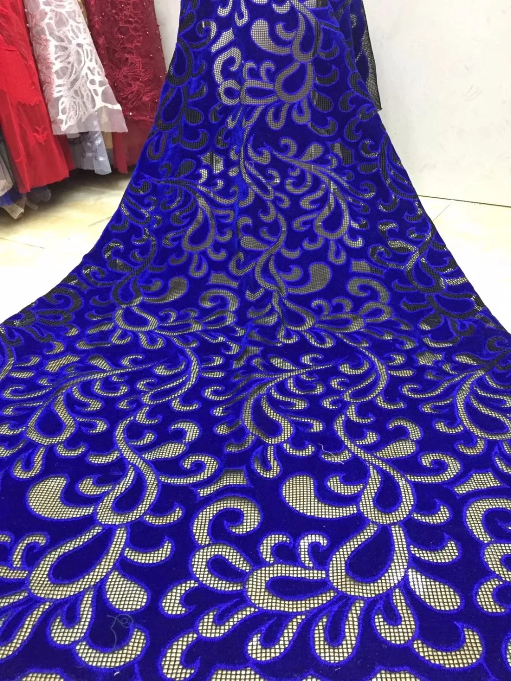 

2018 Hot Sale Royal Blue Nigerian Laces Fabrics High Quality Tulle African Laces Fabric Wedding African French Net Lace