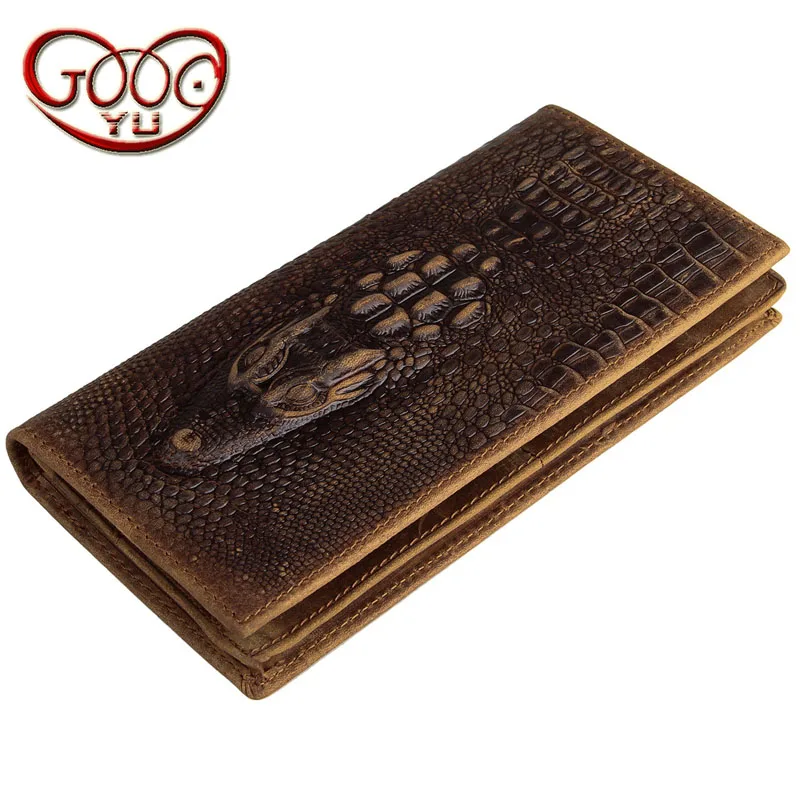 

Europe and the United States style Crocodile pattern skull pattern vertical square leather wallet retro Crazy leather wallet