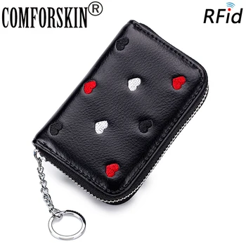 

COMFORSKIN Carteras New Arrivals Multi-function RFID Protection Women's Purses Cute Embroidery Travelling Credit Card Wallets