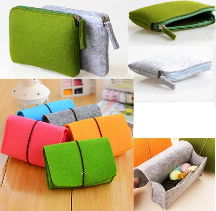 Nuevo de fieltro de lana bolsos hechos a mano monedero cosmético femenino carpeta de la mujer mujeres protección del medio ambiente del bolso 17 11 CM libres|wallet bifold|bag yellowbags holiday -