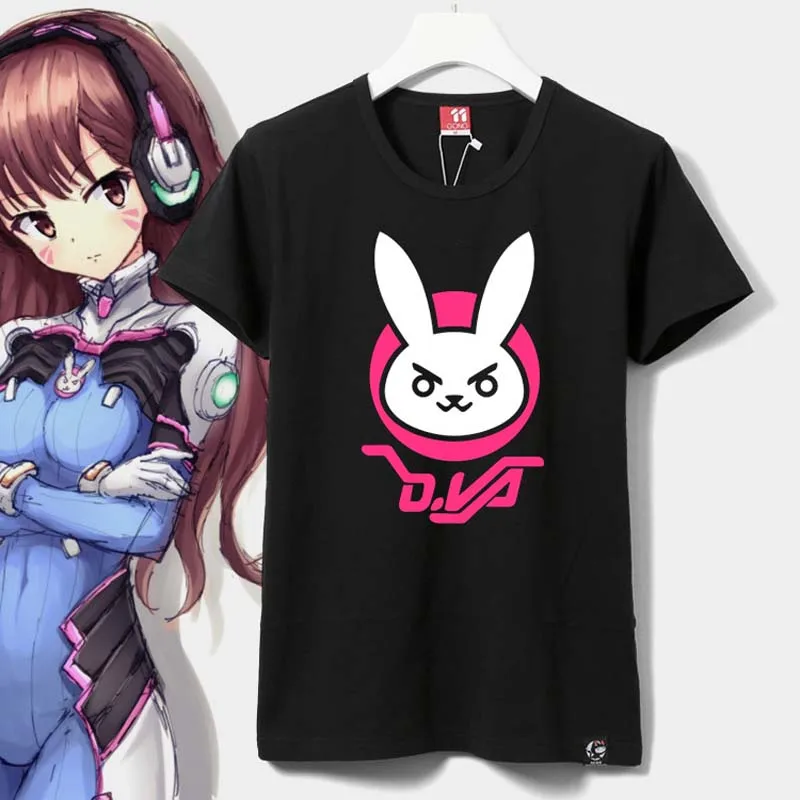 2019 новая хлопковая Футболка игры OW D.VA кролик косплей Dva унисекс с короткими