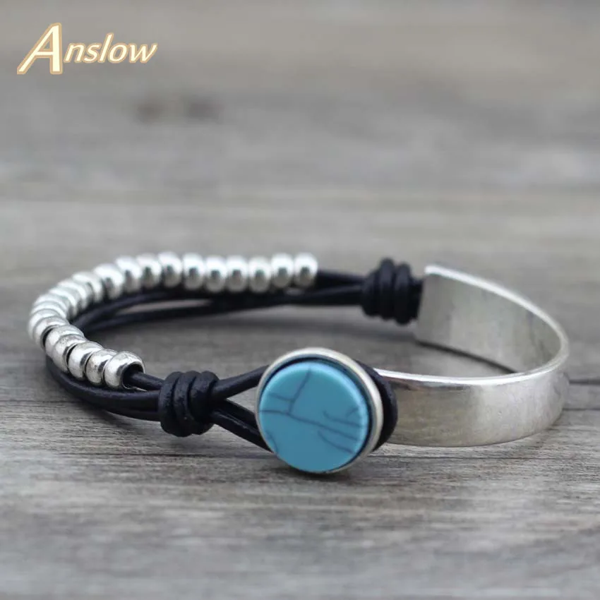 

Anslow 2017 New Design Vintage Silver Plated Paracord Bracelet Pulseiras Masculina Wristband Snap Bracelete Jewelry LOW0525LB
