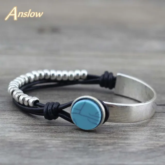 Anslow 2017 New Design Vintage Silver Plated Paracord Bracelet Anslow 2017 New Design Vintage Silver Plated Paracord Bracelet Pulseiras Masculina Wristband Snap Bracelete Jewelry Low0525lb