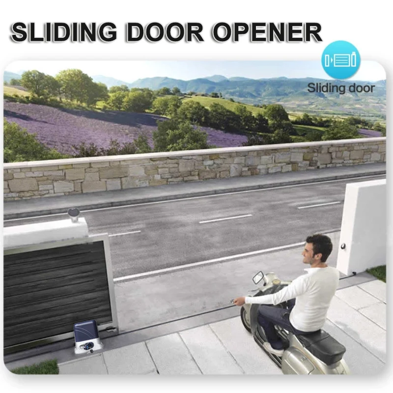 

Electric sliding gate opener, AC motor automatic gate with 4m rack and 2 remotes Complete kit accessories are optional