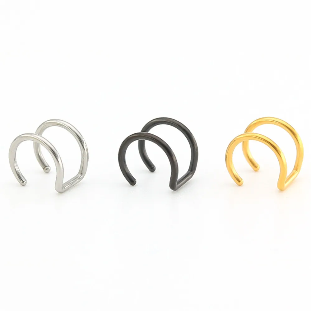 

Fashion women no pierced ear clip stainless steel jewelry gold simple U-shaped no hole earring for men accessories gifts