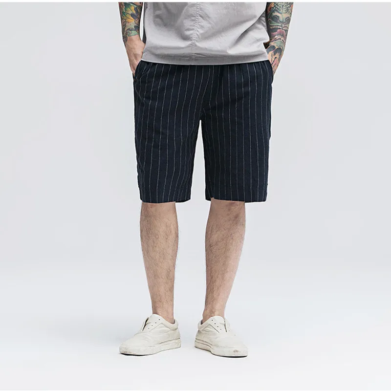 Мужские повседневные летние полосатые шорты мужские однотонные до колен повседневное хлопковое белье шорты мужские модные дышащие шорты