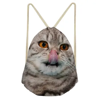 

ThiKin Women Shopping Bags Storage Bag Student School Backpack Animal Cat Print Drawstring Bag 41*34cm Girls Boys Book Bags