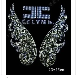 

Free fee 20pcs/lot 23*25cm angle'wing rhinestone hotfix iron on transfer , heat rhinestone transfers ,rhinestuds bling