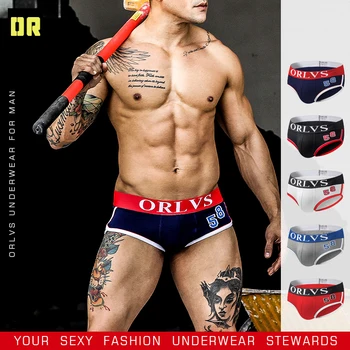 

ORLVS Men Underwear Briefs Sexy Underpants Cotton Comfortable Mens Briefs Underwear Shorts Breathable Cueca Gay Male Panties