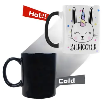 

Unicorn Bunny Heat Sensitive Color Changing Coffee Mug, Morphing Travel Mug Tea Cup Funny for Mom Dad Women Men, 11 Ounce Ceram