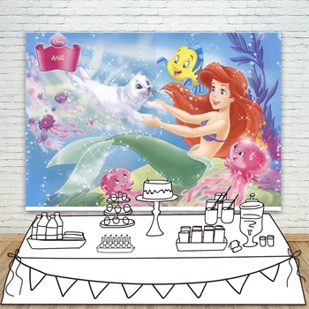 

Ariel Mermaid Photo Background Under Sea Party Fotografia Backdrop Dessert Table B For Baby Girls Fond Photographie