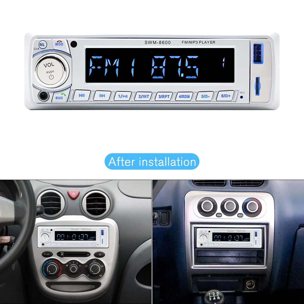 Podofo Car Radio 1 din In-dash Autoradio FMBluetoothSDUSBMP3 Multimedia Player Remote Control 12V 4-channel output Autoradio (3)
