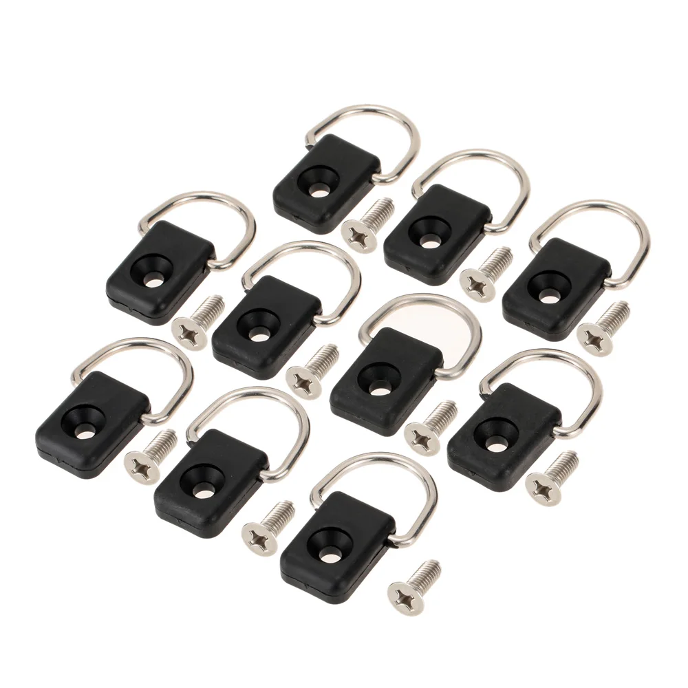 10pcs Canoe Kayak D Ring Outfitting Fishing Rigging Bungee Kit Accessory Black New | Спорт и развлечения