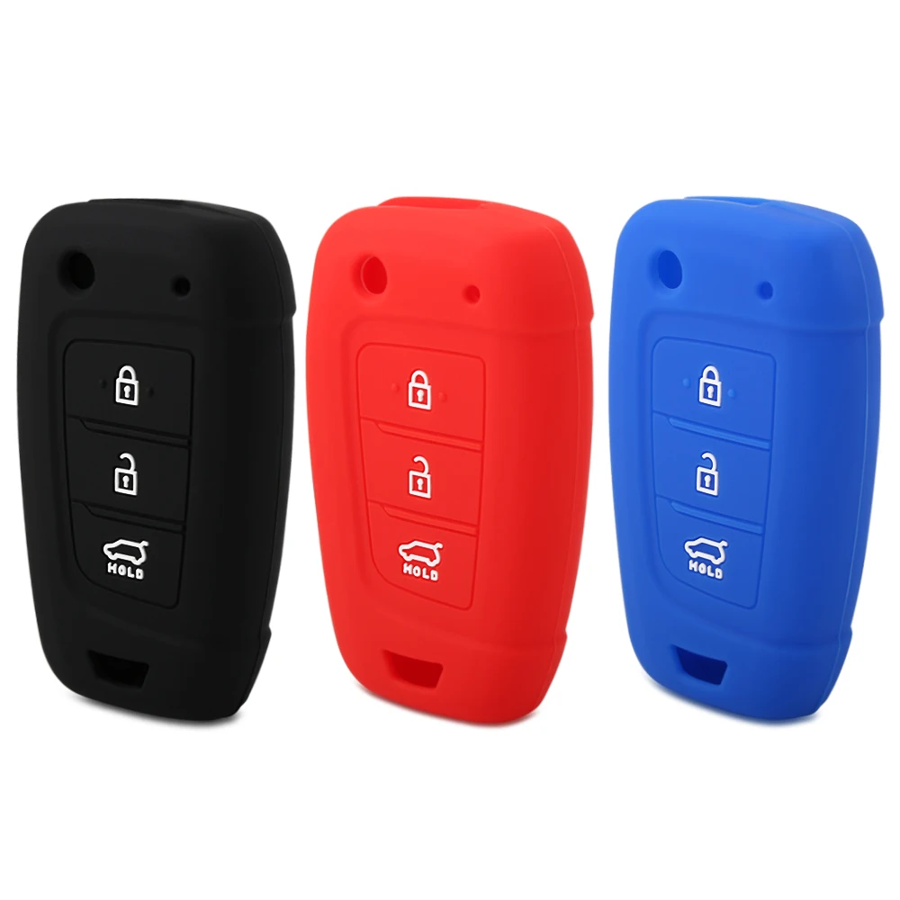 

Silicone Key Case Cover For Hyundai Solaris 2 Elantra i30 i35 i40 Tucson 2017 2018 Keyless Fob Shell Skin Holder Protector