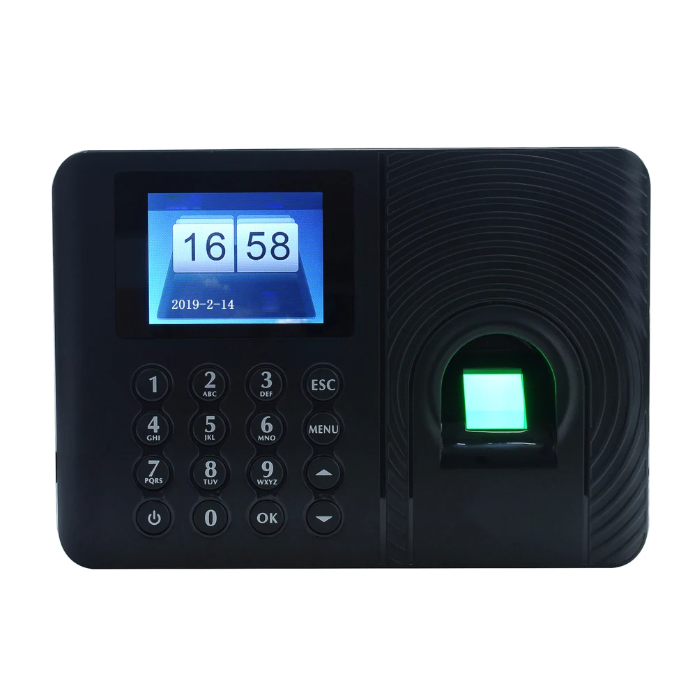 2.4inch TFT LCD Screen Recording Device Electronic Machine Biometric Fingerprint Time Attendance System Recorder Office Supplies - Цвет: EU plug