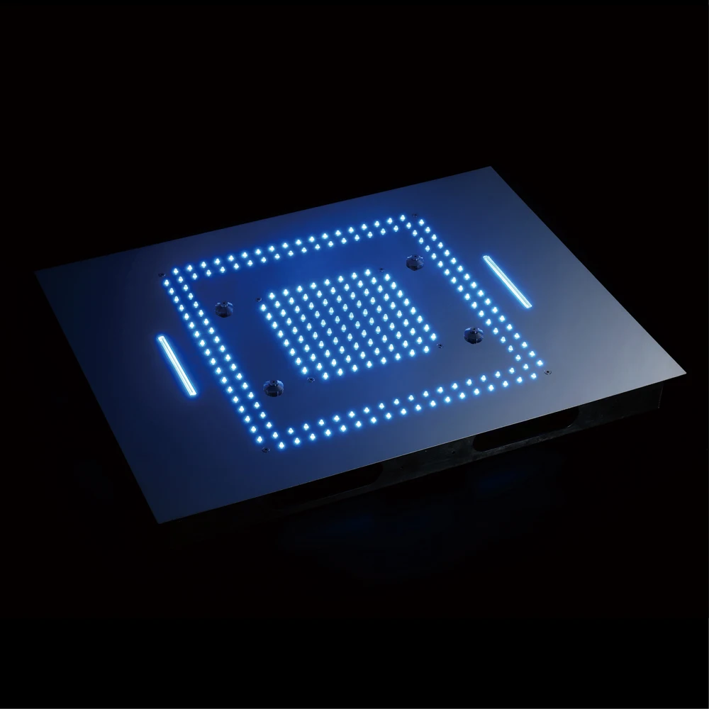 Embedded Ceiling Mounted Shower Head Bathroom Rainfall Shower Panel with LED Lights, Quality 304 SUS Top Shower Remote Control