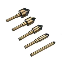 תואר זווית 5pcs 5 סט מקדחת החליל Countersink 6 מ"מ / 10mm / 13mm / 16mm / 19mm 82 כלי תואר פוינט זווית chamfer Chamfering קאטר מקדד יד (3)