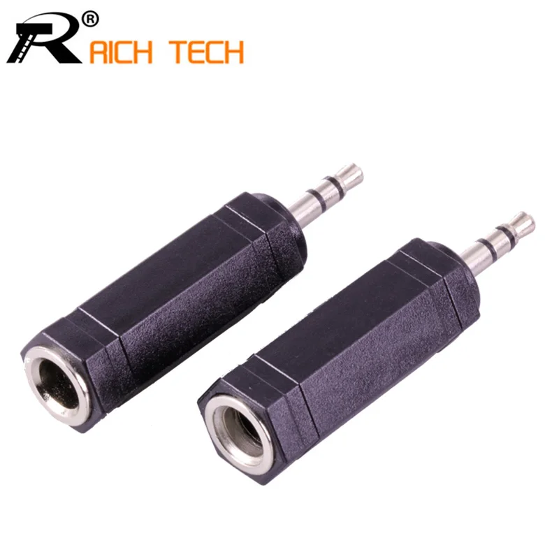 

4pcs 6 Corners Audio Connector 3 Pole Jack 3.5 MM Plug to Jack 6.35 Stereo Female Socket Adapter