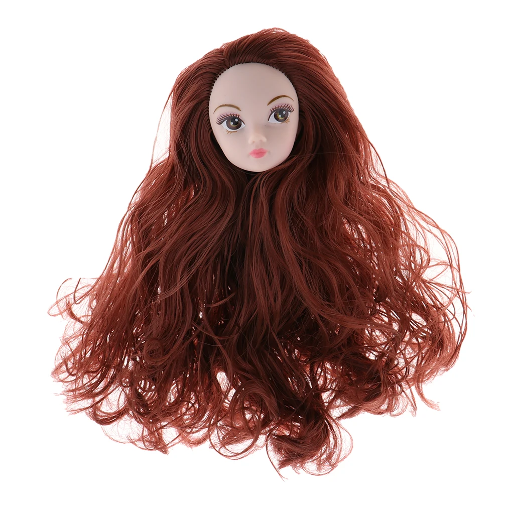 1/6 BJD Head Sculpt with Red Bronze Curly Hair for XinYi Doll Body Part DIY Accessories