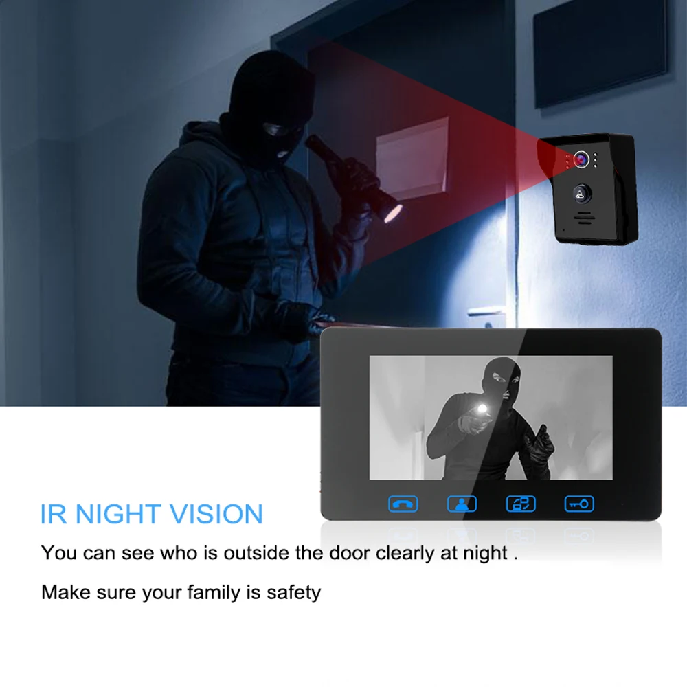 7 Inch Wired Video Door Phone Intercom lcd Digital Doorbell Door Phone Camera Wired Waterproof Intercom Monitor Doorbell Support 7 Inch Wired Video Door Phone Intercom lcd Digital Doorbell Door Phone Camera Wired Waterproof Intercom Monitor Doorbell Support