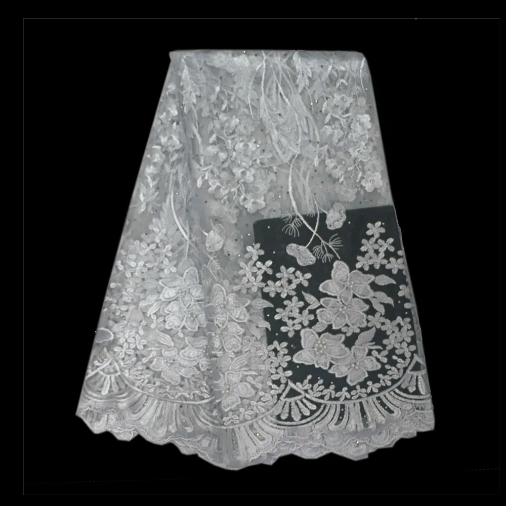 

African Lace Fabric 2018 Embroidered Nigerian Laces Fabric Bridal High Quality French Tulle Lace Fabric For Women HJ506-1