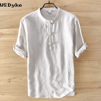 

Summer New Casual Short-sleeved Linen Men T Shirt