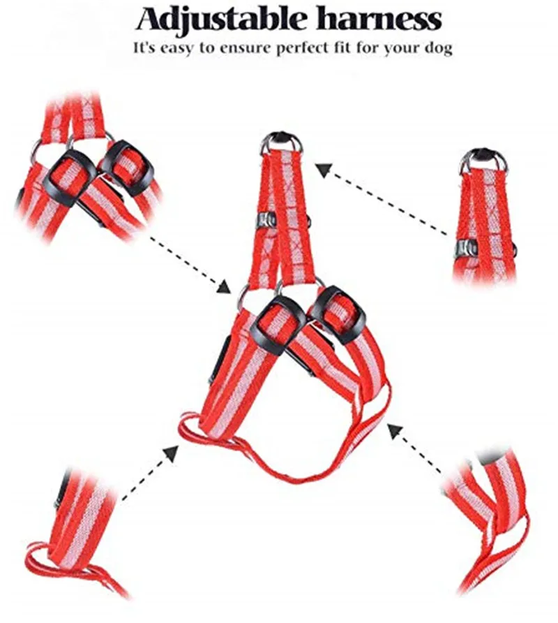 FML шлейка для домашних животных светодиодный светильник нейлоновый ошейник для собаки Безопасный регулируемый поводок для собаки светодиодный ошейник для собаки жилет аксессуары для домашних животных