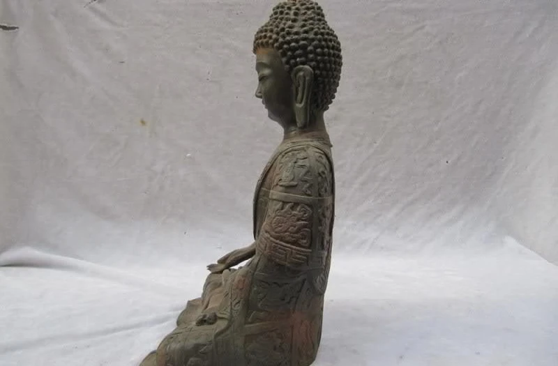 

Tibet Folk classical Old Copper Bronze Eight treasures Sakyamuni Buddha Statue