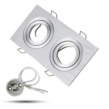 

Adjustable square GU10 MR16 downlight fixture with 2 rings mounting frame Easy to install and repair DIY GU10 base 50mm bulbs