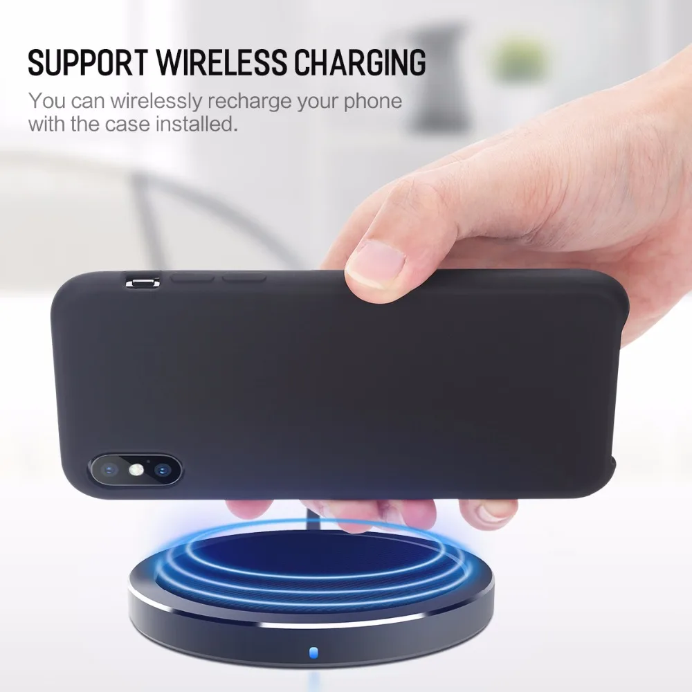 Liquid Silicone Case for iPhone X 10, ROCK Original Luxury Soft Phone Cover Case Microfiber Cushion Phone Case for iPhone 10 X