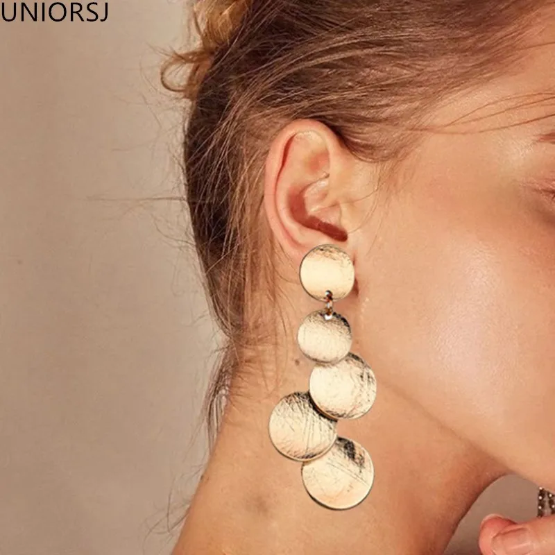 Exaggerated Fashion Alloy Irregular Round Geometric Drop Earrings For Women Metal Gold Dangle Earring Female Jewelry Gifts | Украшения и