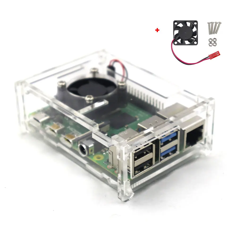 Raspberry Pi 4 Модель B прозрачный акриловый чехол с охлаждающим вентилятором