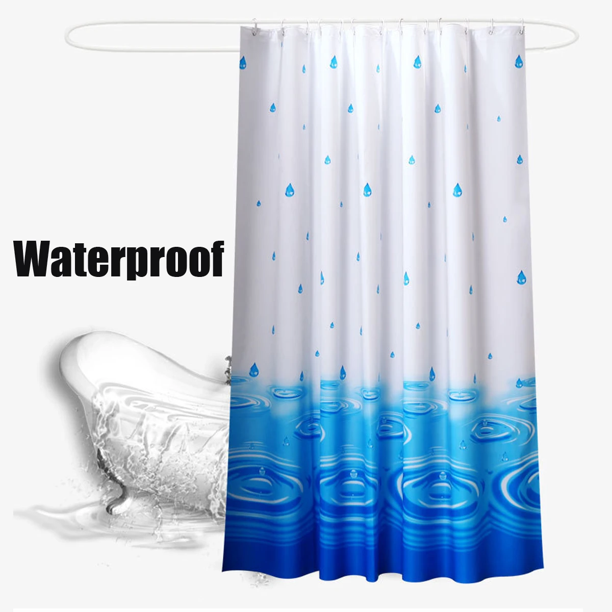 Xueqin Waterproof Shower Curtain Water Drop Style PEVA Bathroom