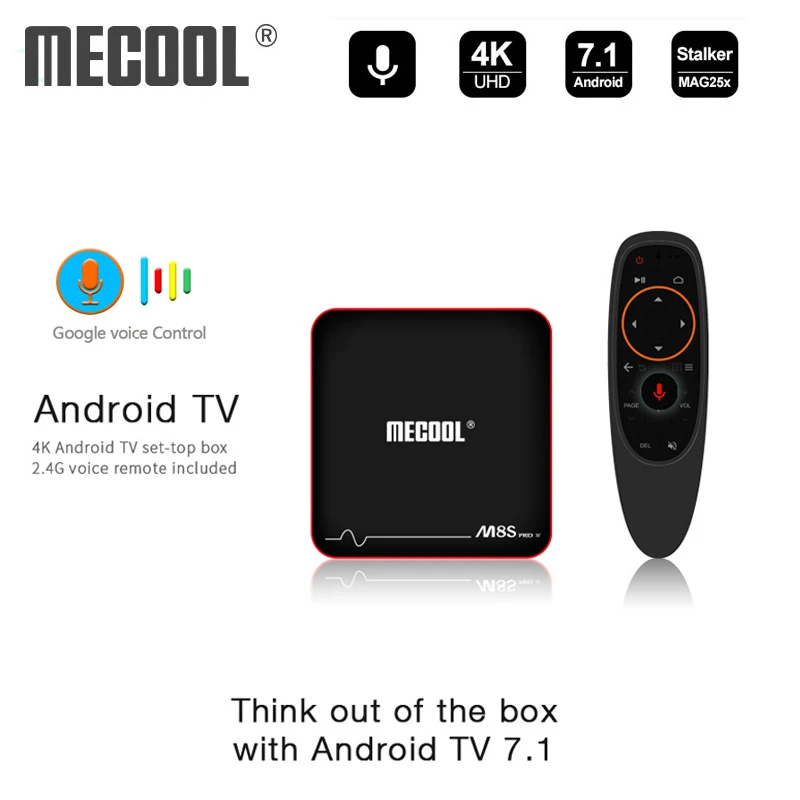 MECOOL M8S Pro W ТВ BOX Android 7,1 Amlogic S905W 1/2 GB 8 GB/16 GB ТВ коробка голос Управление M8S нос потокового Google Play Netflix стебель