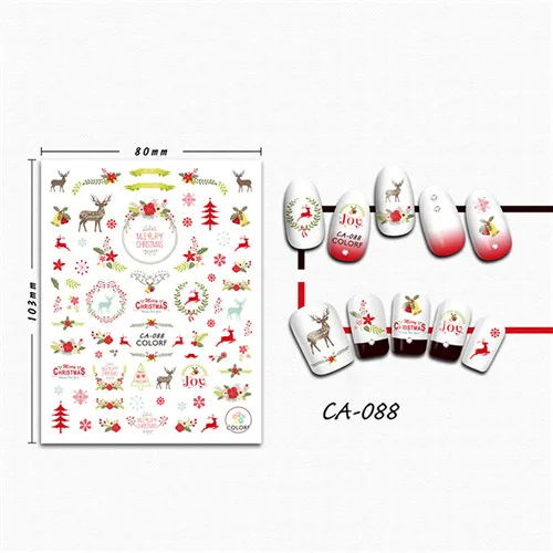 Mtssii 1 лист красочные рождественские наклейки для дизайна ногтей дизайн Гель-лак украшения наклейки для ногтей для маникюра - Цвет: 08