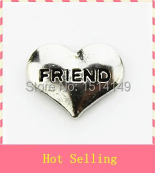 

Hot selling silver heart friend floating charms living glass floating memory locket