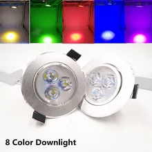 Серебряный белый Ультра яркий светодиодный светильник 3 Вт угол луча тонкий круглый светодиодный потолочное утопленное пятно светильник AC85~ 240 В вниз светильник 8 цветов